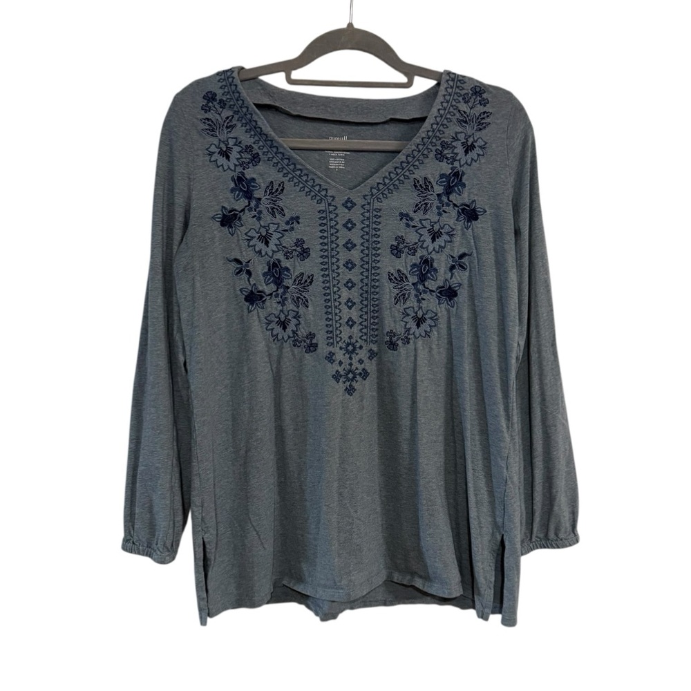 J. Jill Pure Jill Floral Embroidered V-Neck Tunic